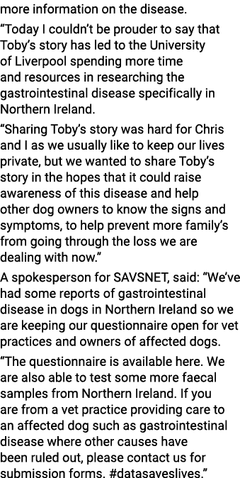 more information on the disease   Today I couldn t be prouder to say that Toby s story has led to the University of L   