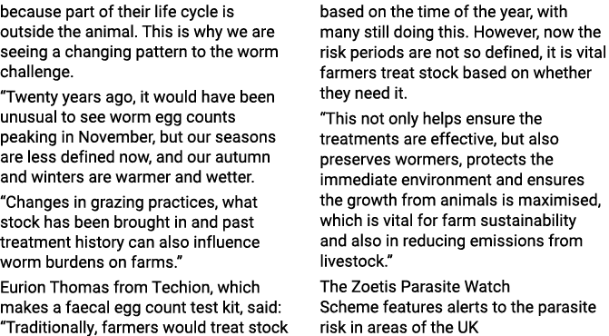 because part of their life cycle is outside the animal  This is why we are seeing a changing pattern to the worm chal   