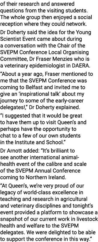 of their research and answered questions from the visiting students  The whole group then enjoyed a social reception    