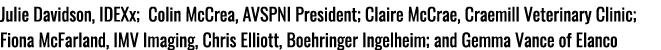 Julie Davidson, IDEXx; Colin McCrea, AVSPNI President; Claire McCrae, Craemill Veterinary Clinic; Fiona McFarland, IM   