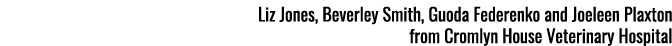 Liz Jones, Beverley Smith, Guoda Federenko and Joeleen Plaxton from Cromlyn House Veterinary Hospital