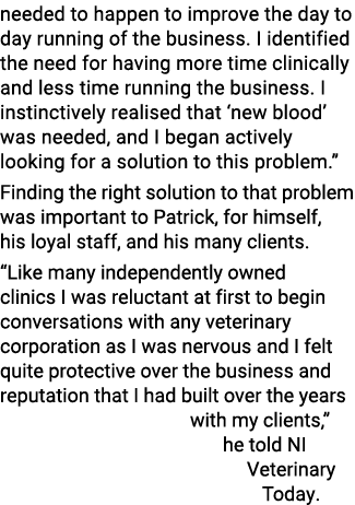 needed to happen to improve the day to day running of the business  I identified the need for having more time clinic   
