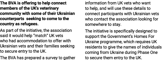 The BVA is offering to help connect members of the UK s veterinary community with some of their Ukrainian counterpart   