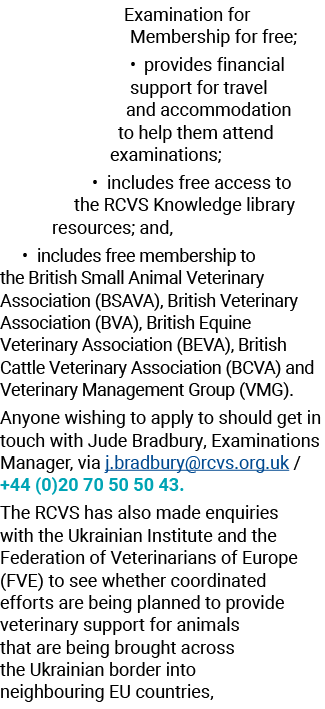 Examination for Membership for free;   provides financial support for travel and accommodation to help them attend ex   