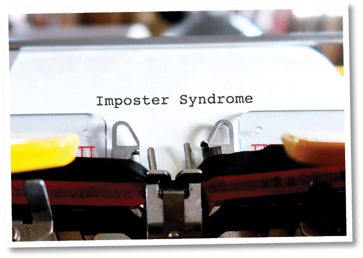 Vintage retro typewriter with typed text IMPOSTER SYNDROME , constant rumbling of insecurity, fraudulence, or self-doubt that strikes successful individuals 