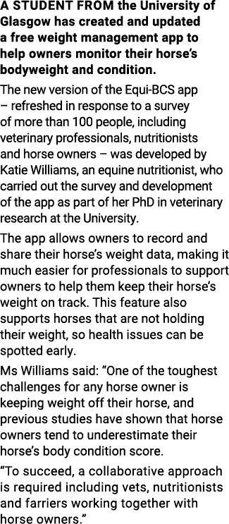 A student from the University of Glasgow has created and updated a free weight management app to help owners monitor    