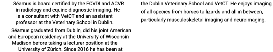 Séamus is board certified by the ECVDI and ACVR in radiology and equine diagnostic imaging  He is a consultant with V   