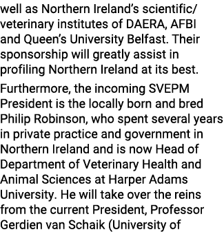 well as Northern Ireland s scientific veterinary institutes of DAERA, AFBI and Queen s University Belfast  Their spon   