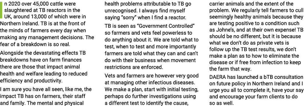 In 2020 over 45,000 cattle were slaughtered at TB reactors in the UK, around 13,000 of which were in Northern Ireland   