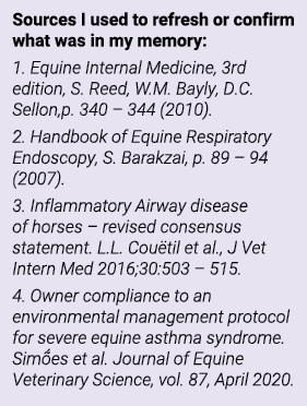 Sources I used to refresh or confirm what was in my memory: 1  Equine Internal Medicine, 3rd edition, S  Reed, W M  B   