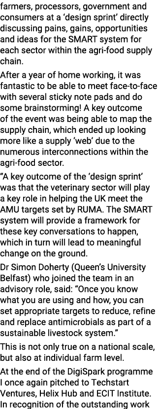 farmers, processors, government and consumers at a  design sprint  directly discussing pains, gains, opportunities an   