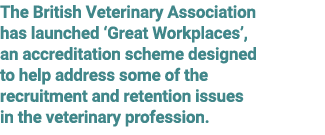 The British Veterinary Association has launched ‘Great Workplaces’, an accreditation scheme designed to help address ...