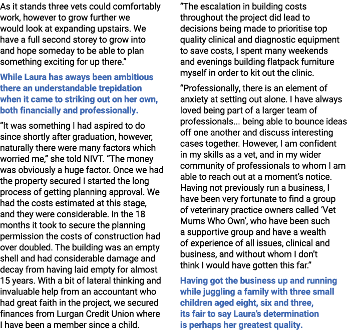 As it stands three vets could comfortably work, however to grow further we would look at expanding upstairs. We have ...