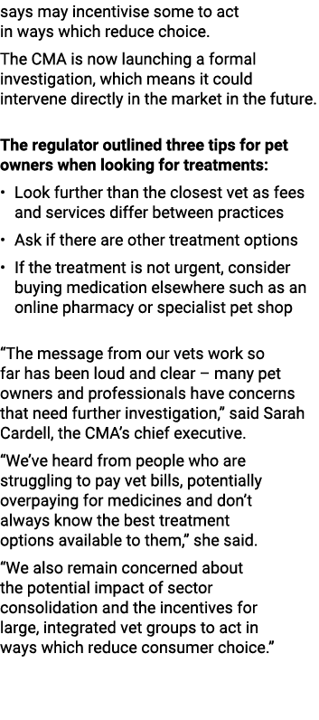 says may incentivise some to act in ways which reduce choice. The CMA is now launching a formal investigation, which ...