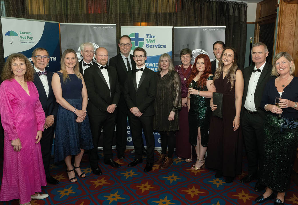 Steakers at the Titanic event: Liz Mullineaux, JVP BVA; David McKeown, Vet Support; Emma Cathcart, VDS; Des Rice Vet Support; Ed Taylor, The Vet Service;  Adrian Nelson-Pratt, VSGD; Jordan Orr, The Vet Service;  Liz Richards, RCVS;  Sue Patterson, RCVS President; Chloe Hannigan, Vetyogi Ltd.; Dan Tipney, VetLed; Katie Ford, Vet Empowered;  Dan Flynn, Flynn Vets Belfast; and Susan Cunningham, Locum and BVA NI Branch.