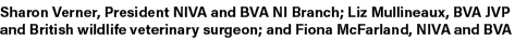 Sharon Verner, President NIVA and BVA NI Branch; Liz Mullineaux, BVA JVP and British wildlife veterinary surgeon; and...