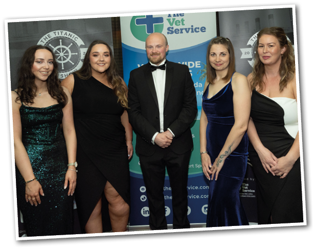 Caitlin White , Courtney White, Ed Taylor, Amy Afford, and Tammy McCormick, with The Vet Service.