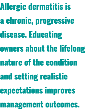 Allergic dermatitis is a chronic, progressive disease. Educating owners about the lifelong nature of the condition an...