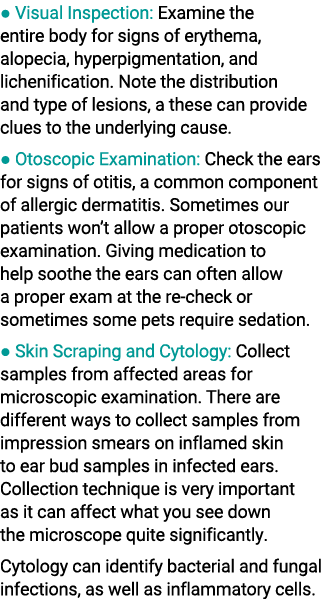 ● Visual Inspection: Examine the entire body for signs of erythema, alopecia, hyperpigmentation, and lichenification....