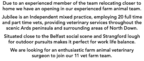 Due to an experienced member of the team relocating closer to home we have an opening in our experienced farm animal ...