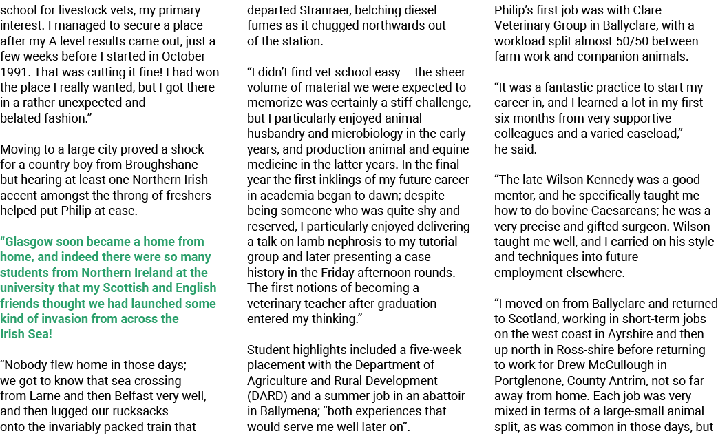 school for livestock vets, my primary interest. I managed to secure a place after my A level results came out, just a...