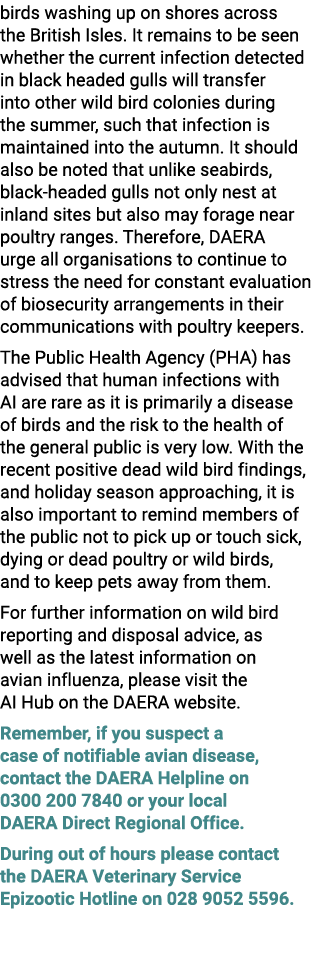 birds washing up on shores across the British Isles. It remains to be seen whether the current infection detected in ...