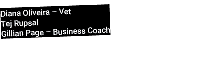 Diana Oliveira – Vet Tej Rupsal Gillian Page – Business Coach 