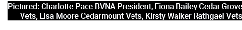 Pictured: Charlotte Pace BVNA President, Fiona Bailey Cedar Grove Vets, Lisa Moore Cedarmount Vets, Kirsty Walker Rat...