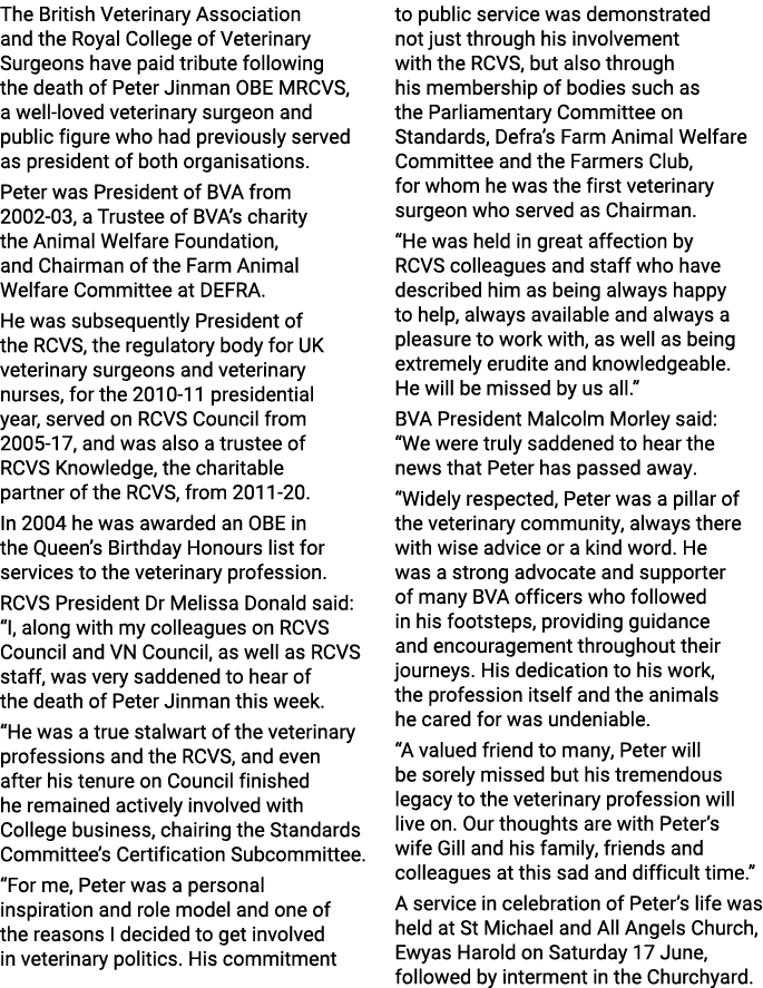 The British Veterinary Association and the Royal College of Veterinary Surgeons have paid tribute following the death...