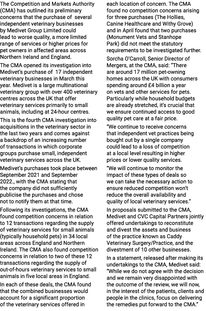 The Competition and Markets Authority (CMA) has outlined its preliminary concerns that the purchase of several indepe...
