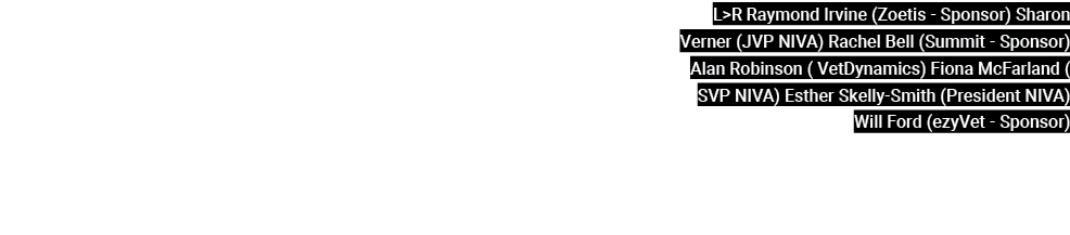 L R Raymond Irvine (Zoetis Sponsor) Sharon Verner (JVP NIVA) Rachel Bell (Summit Sponsor) Alan Robinson ( VetDynamics...