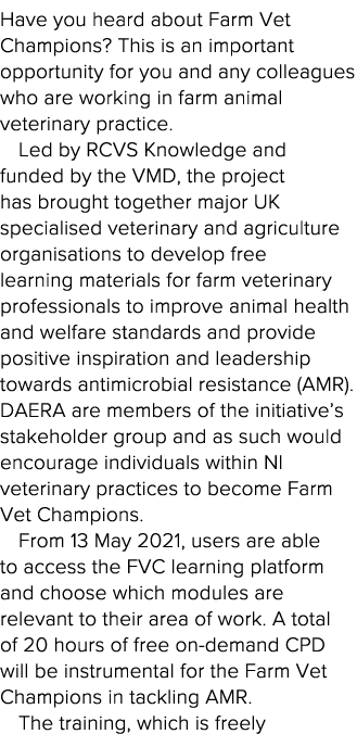 Have you heard about Farm Vet Champions  This is an important opportunity for you and any colleagues who are working    