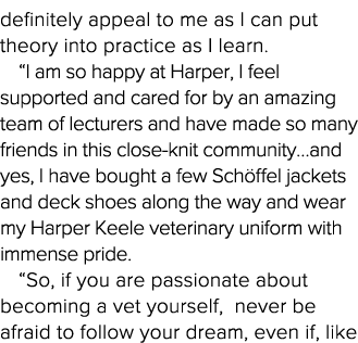 definitely appeal to me as I can put theory into practice as I learn   I am so happy at Harper, I feel supported and    