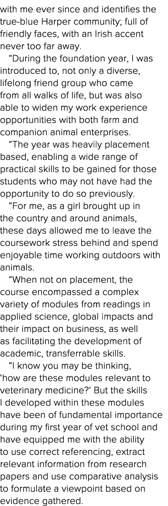 with me ever since and identifies the true-blue Harper community; full of friendly faces, with an Irish accent never    