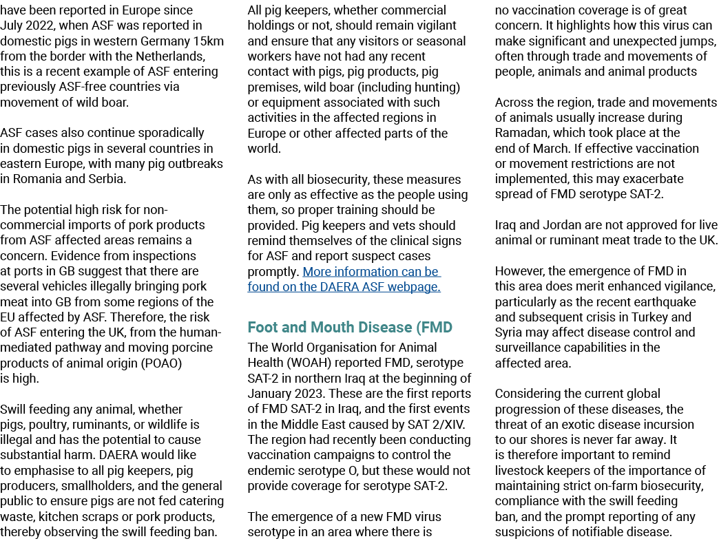have been reported in Europe since July 2022, when ASF was reported in domestic pigs in western Germany 15km from the...