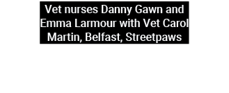Vet nurses Danny Gawn and Emma Larmour with Vet Carol Martin, Belfast, Streetpaws