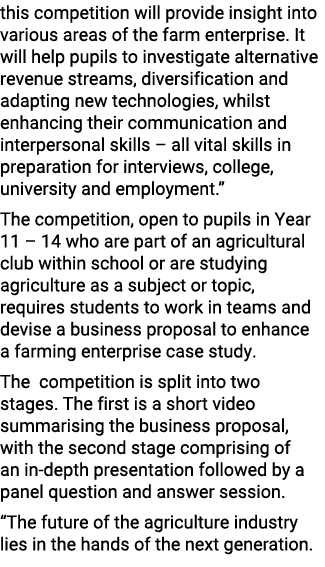 this competition will provide insight into various areas of the farm enterprise. It will help pupils to investigate a...