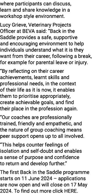 where participants can discuss, learn and share knowledge in a workshop style environment. Lucy Grieve, Veterinary Pr...
