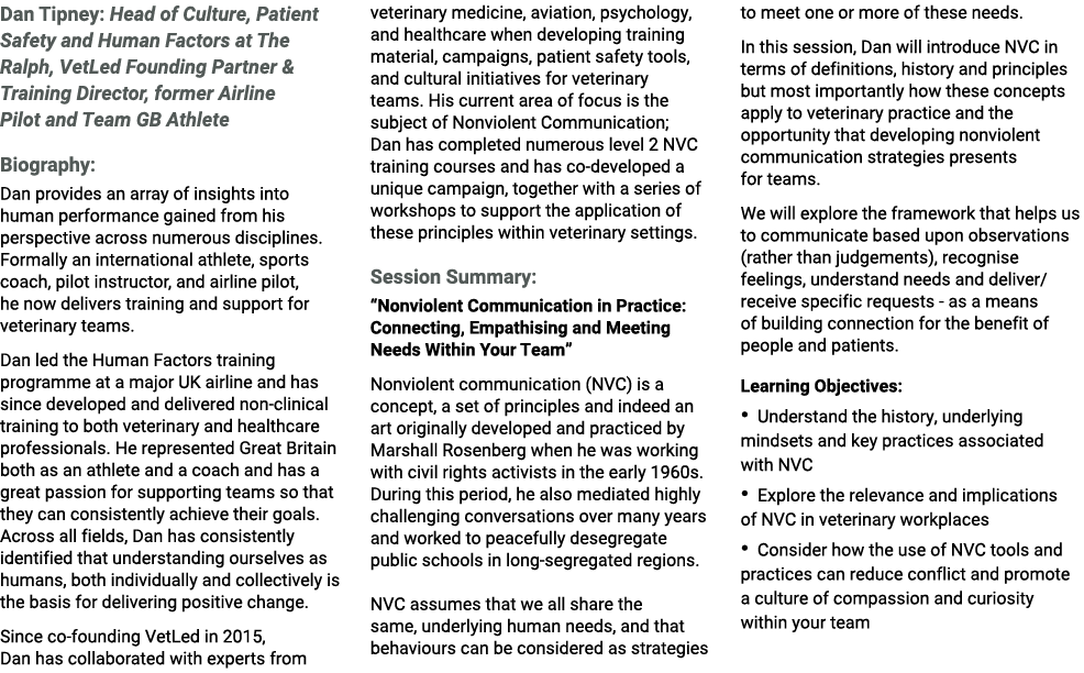 Dan Tipney: Head of Culture, Patient Safety and Human Factors at The Ralph, VetLed Founding Partner & Training Direct...