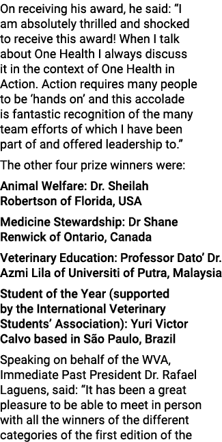 On receiving his award, he said: “I am absolutely thrilled and shocked to receive this award! When I talk about One H...