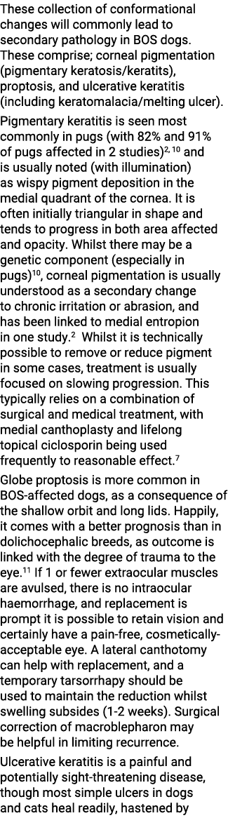 These collection of conformational changes will commonly lead to secondary pathology in BOS dogs. These comprise; cor...