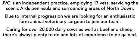 JVC is an independent practice, employing 17 vets, servicing the scenic Ards peninsula and surrounding areas of North...