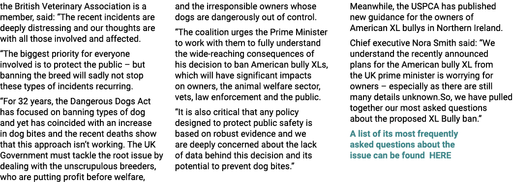 the British Veterinary Association is a member, said: “The recent incidents are deeply distressing and our thoughts a...