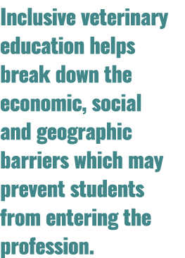 Inclusive veterinary education helps break down the economic, social and geographic barriers which may prevent studen...