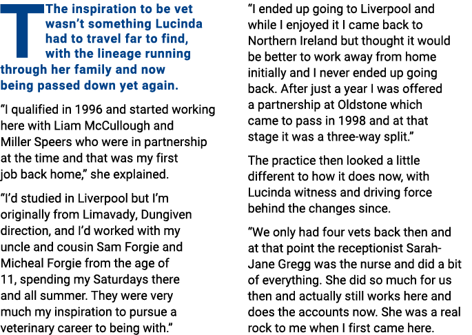 TThe inspiration to be vet wasn’t something Lucinda had to travel far to find, with the lineage running through her f...