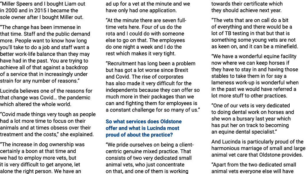 “Miller Speers and I bought Liam out in 2000 and in 2015 I became the sole owner after I bought Miller out. “The chan...