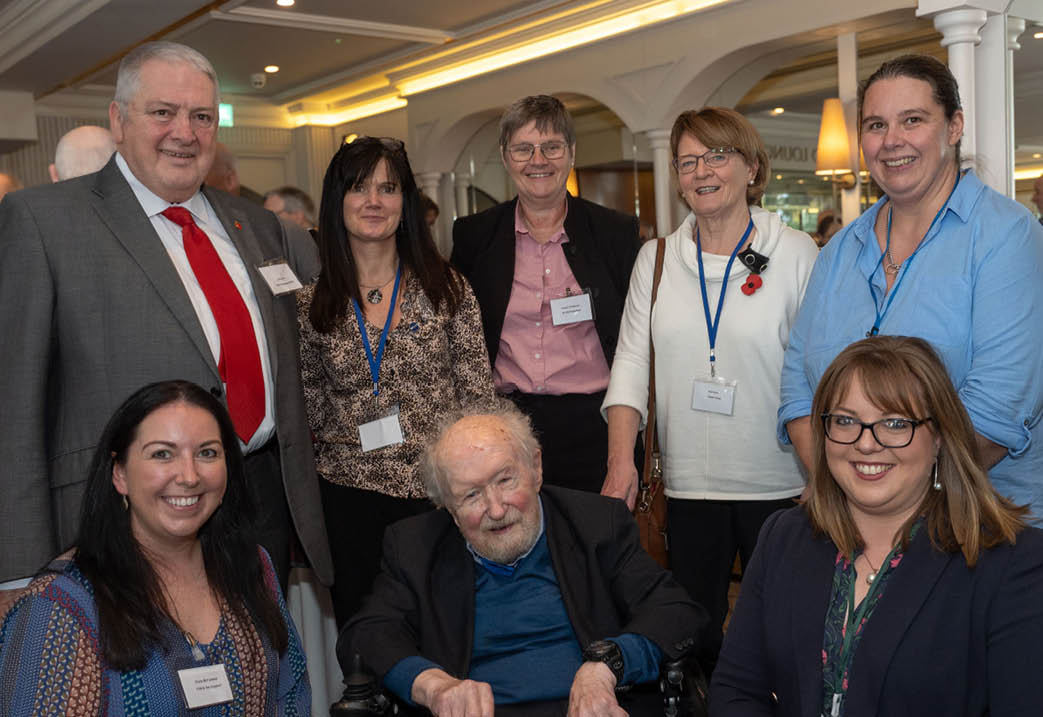 Des Thompson with John Hill, Past President SPVS; Alison Speakman, BSAVA President; Sue Paterson, RCVS President; Pat Hart, Chair Vet NI; Lynsey Hamilton, AVSPNI; Fiona McFarland, YVN and Vet Support; and Esther Skelly-Smith, President of NIVA.