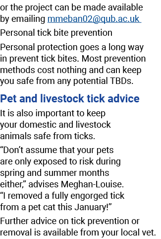 or the project can be made available by emailing mmeban02@qub.ac.uk Personal tick bite prevention Personal protection...