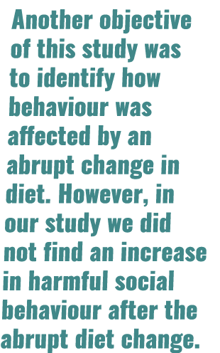 Another objective of this study was to identify how behaviour was affected by an abrupt change in diet. However, in o...