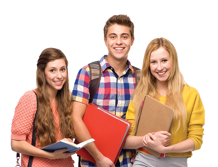 Students holding books